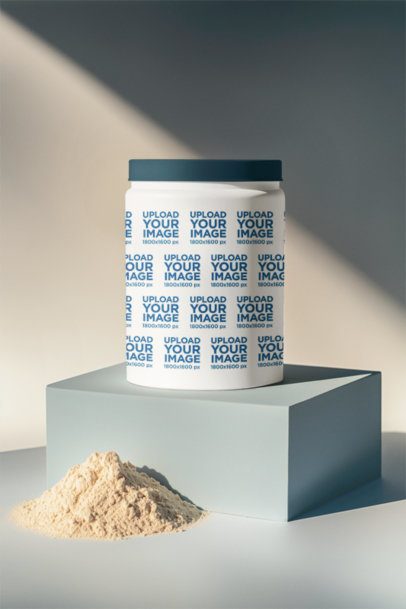 Wide Mouth Bottle Supplement Mockup Featuring AI-Created Protein Powder m53953