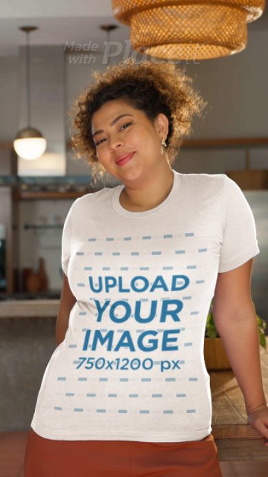 Bella Canvas T-Shirt Video of a Happy Woman Drinking Coffee From a Cup