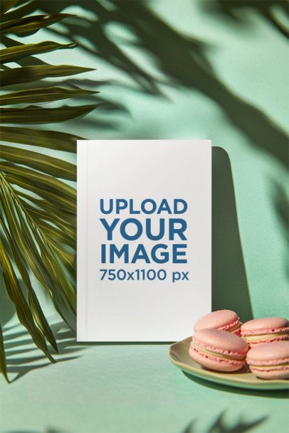 Journal Mockup Featuring an AI-Created Plant and Some Macaroons  m53827