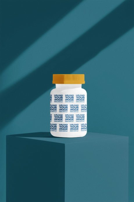 Mockup of an AI-Generated Capsules Bottle Placed on a Customizable Backdrop