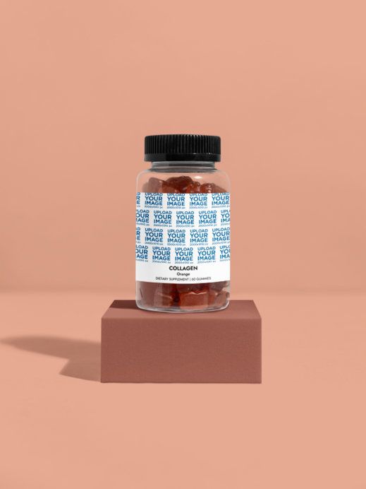 Collagen Gummies Supplement Mockup Featuring a Cube Colorful Base