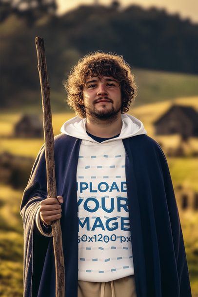 Epic Adventure Trilogy Mockup of an AI-Generated Smiling Man in a Pullover Hoodie m53433