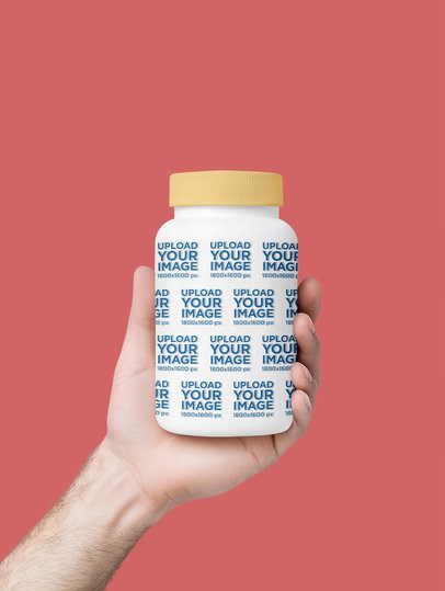 Mockup of an AI-Generated Hand's Man Holding a Supplement Capsule Bottle m53964
