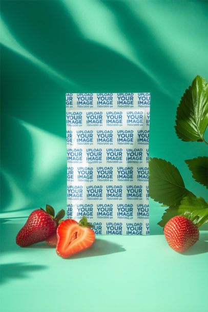 Supplement Mockup Featuring an AI-Created Zip Food Bag Placed on a Surface With Strawberries m53955