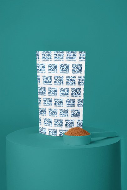 Supplement Zip Food Bag Mockup Featuring an AI-Created Protein Powder Scoop m53944