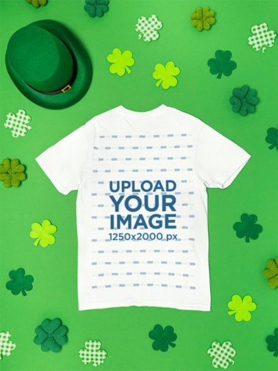 Back-View Mockup Featuring a Comfort Colors T-Shirt Lying on a St.Patrick's Day Background m54574