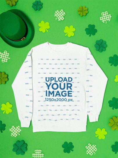 St. Patrick's Day Mockup of a Comfort Colors Sweatshirt With Customizable Sleeves m54571