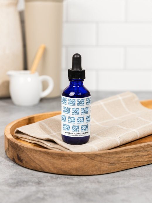 African Mango Drops Supplement Mockup Featuring a Nice Kitchen Cloth