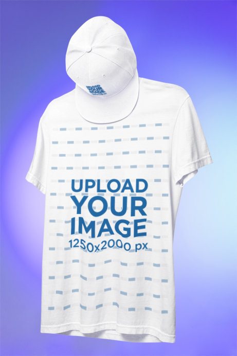 Comfort Colors Mockup Featuring a Round-Neck Tee and a Snapback Hat