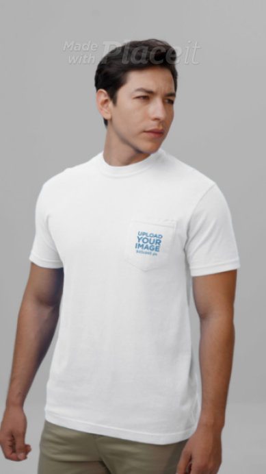 Comfort Colors Pocket Tee Video of a Man Standing in a Studio With a Serious Look