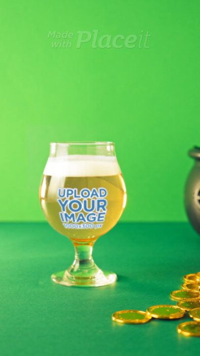 Video of a Tulip Glass With Beer in a St. Patrick's Day-Themed Setting 9084v
