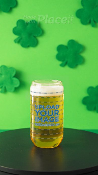 Video a Spinning Beer Can Glass Placed in a St. Patrick's Day Setting
