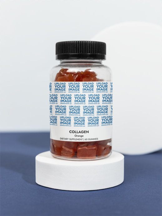 Collagen Gummies Supplement Mockup Featuring a Base