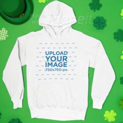 Comfort Colors Video of a Hoodie Lying in a St. Patrick's Day Background 9088v