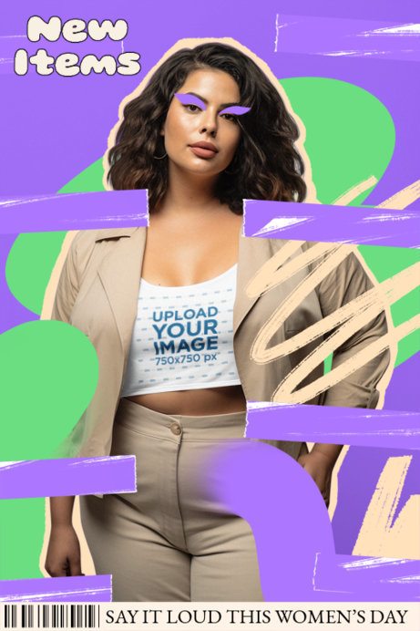 Crop Top Mockup Featuring an AI-Generated Woman for a Women's Day Promo Ad