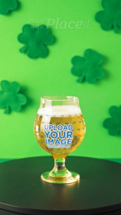 Drinkware Video Featuring a Spinning Tulip Glass Filled With Beer for St. Patrick's Day