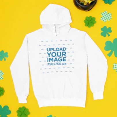 Comfort Colors Pullover Video Featuring a Background With St. Patrick's Day Decorations 9091v