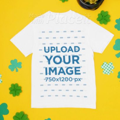 Video of a Comfort Colors Tee Lying in a St. Patrick's Day-Decorated Background