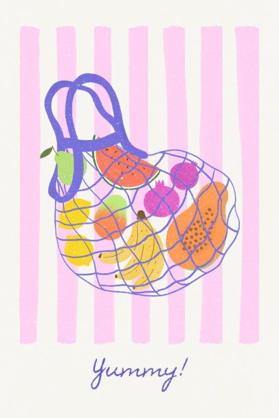 Art Print Design Maker With an Illustrated Grocery Bag Filled With Fruits 7219