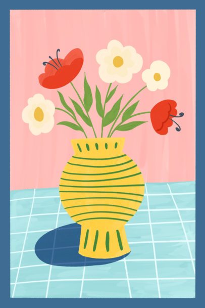 Art Print Design Generator Featuring a Pot With Flower Graphics 7219a