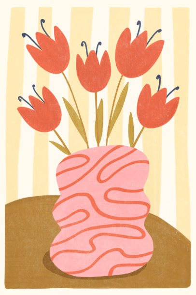 Art Print Design Template for Plant Enthusiasts Featuring a Pot With Flowers 7219c