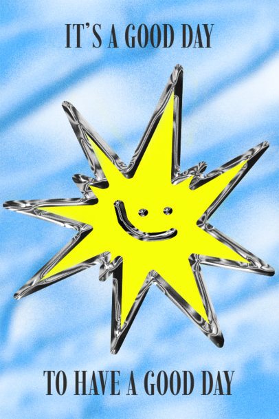 Art Print Creator With a Cartoonish Start Graphic and a Good Day Quote 7220b