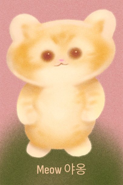 Illustrated Art Print Maker With a Cat Graphic and a Meow Message 7220h