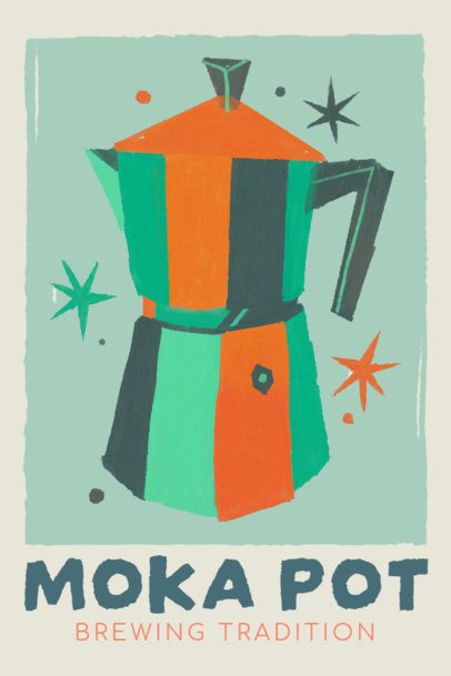 Poster Design Template With a Moka Pot Theme for Coffee Enthusiasts 7218g