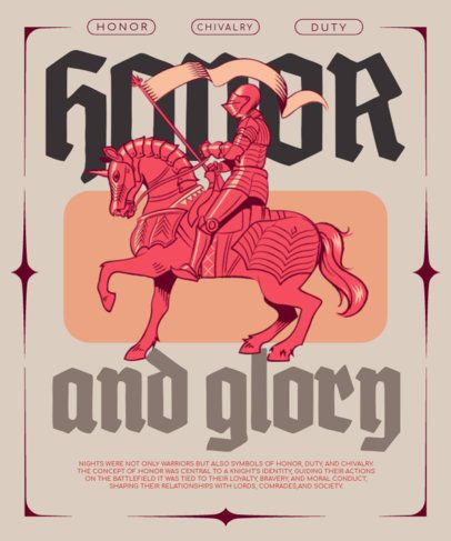 T-Shirt Design Maker Featuring an Illustrated Knight and Medieval Theme 7223