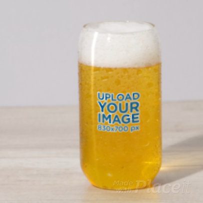 Video of a Can Glass Filled With Beer