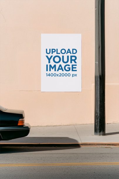 AI-Generated Mockup of a Poster Placed on a Wall by the Street