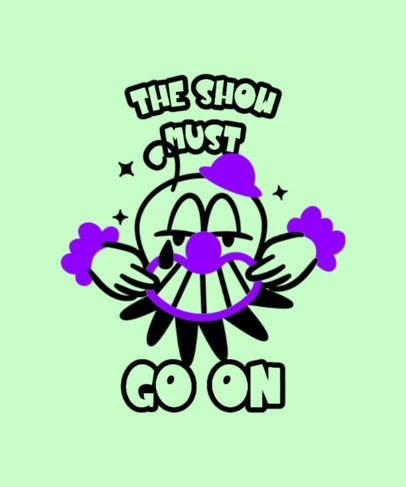 Circuscore-Inspired T-Shirt Design Creator With a Clown Faking a Smile 7225f