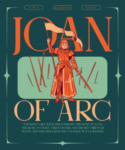 T-Shirt Design Generator With a Joan of Arc Graphic and a Warrior Quote 7223a