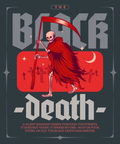 T-Shirt Design Creator Featuring a Death Quote and a Skeleton Graphic 7223b