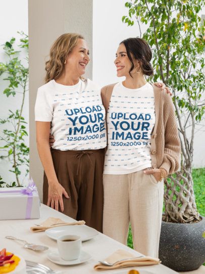 Bella Canvas T-Shirt Mockup of  Two Women Hugging and Celebrating Mother's Day
