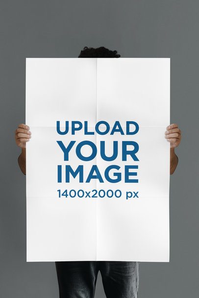 Poster Mockup Featuring an AI-Created Man Standing in a Studio With a Colorful Background