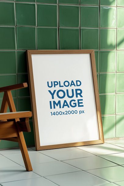 Art Print Mockup Featuring an AI-Created Solid Color Mosaic Wall m54826