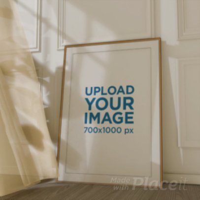 Video of an Art Print Frame Placed on a Wooden Floor