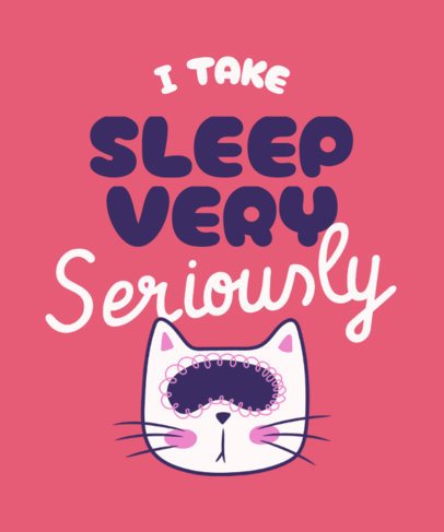 Sleep-Themed T-Shirt Design Maker Featuring a Sleepy Cartoonish Cat
