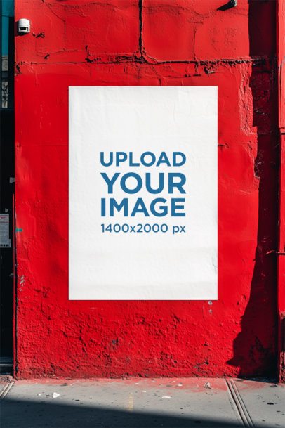 AI-Created Mockup Featuring a Poster Placed on a Wall in a Sidewalk