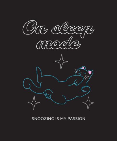 T-Shirt Design Generator for Sleep Enthusiasts With a Cat Graphic