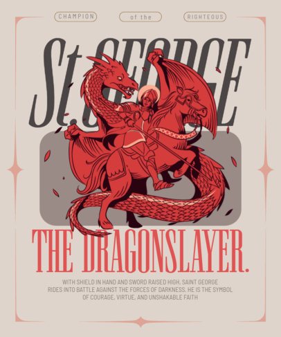 Religious T-Shirt Design Maker Featuring a St. George and the Dragon Theme 7223d