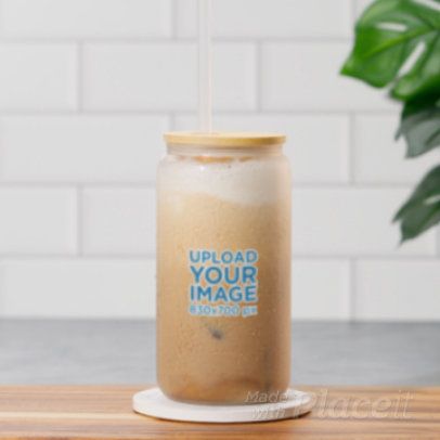 Video of a Frosted Libbey Filled With an Iced Latte Coffee