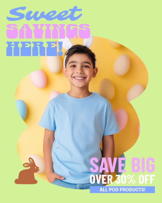 Easter-Themed Instagram Post Maker Featuring a Big Discount Offer