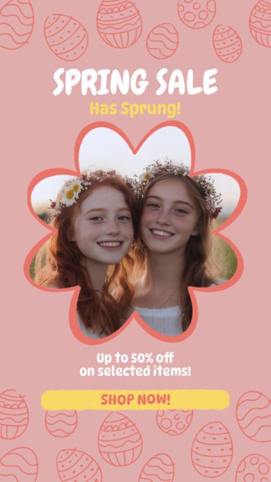 Instagram Story Template for a Spring Sale Featuring an Easter Egg-Themed Layout