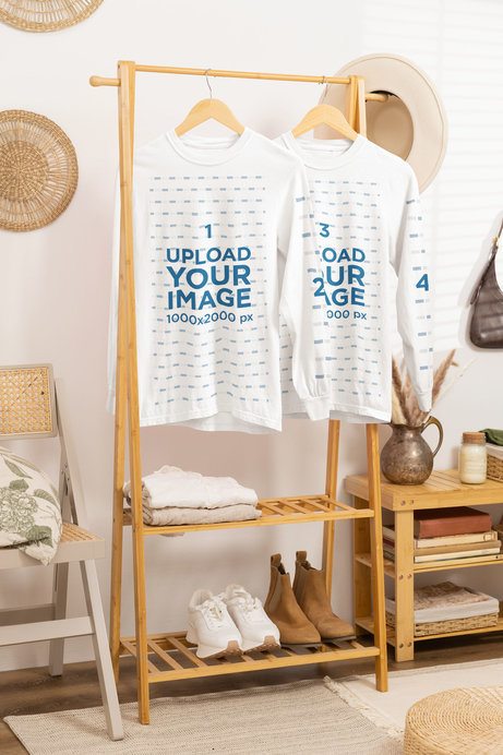 Placeit - Comfort Colors Mockup Featuring Two Long-Sleeve Tees Placed ...