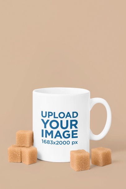 Coffee Mug Mockup Featuring an AI-Created Setting With Sugar Cubes m54820
