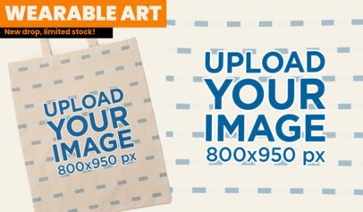 Mockup of a Sublimated Tote Bag Featuring a New Drop Ad 7243