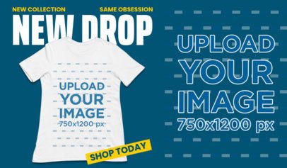 Mockup Featuring a Round-Neck T-Shirt and a Background Detail Replace 7243