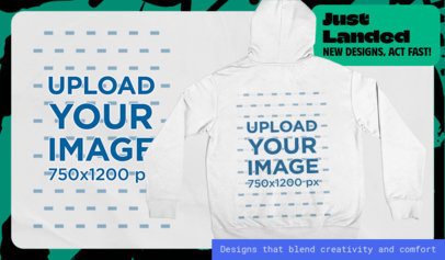 Back-View Pullover Hoodie Mockup Featuring an Ad for an Apparel Store 7240
